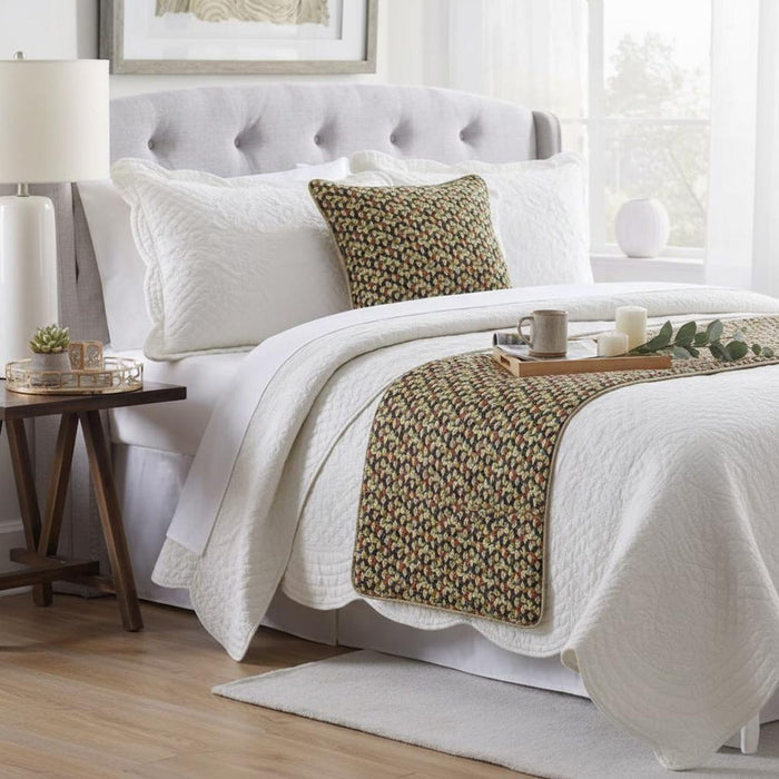 Trixee - Silk Beige Decorative Bed Runner and Pillow Cover