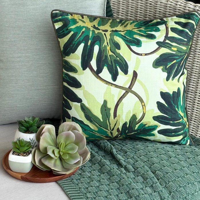 Tropical Girl - Green Cotton Decorative Euro Sham