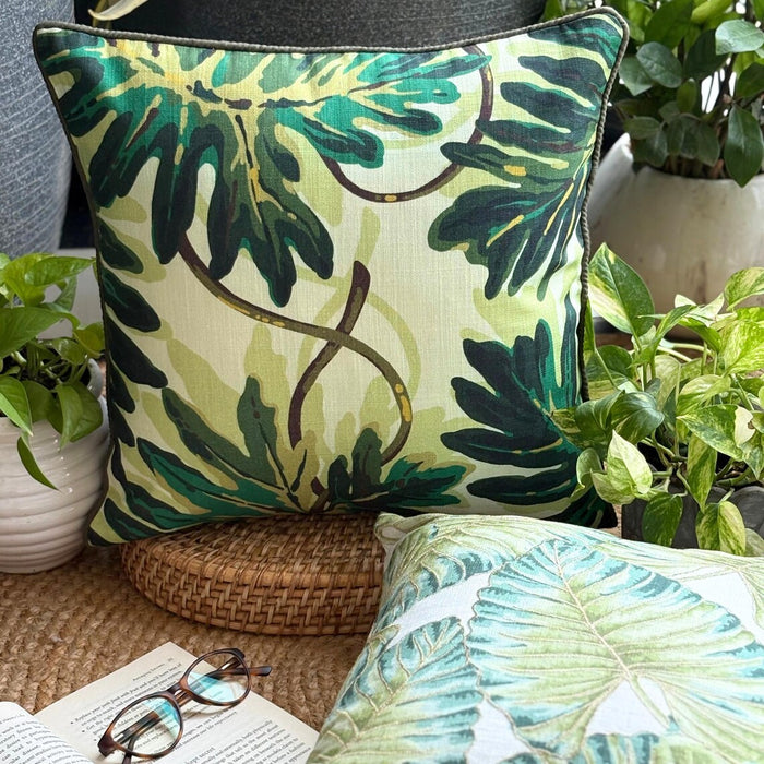 Tropical Girl - Green Cotton Decorative Euro Sham