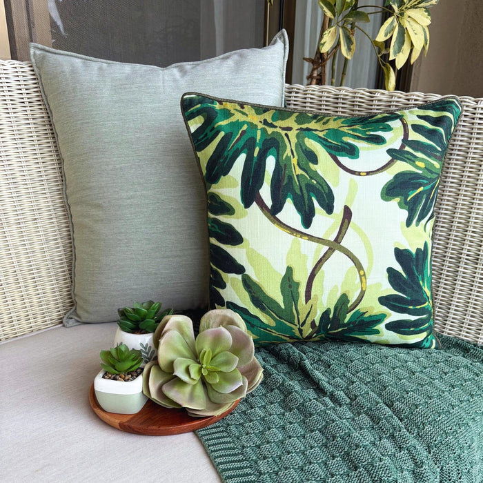 Tropical Girl - Green Cotton Decorative Euro Sham
