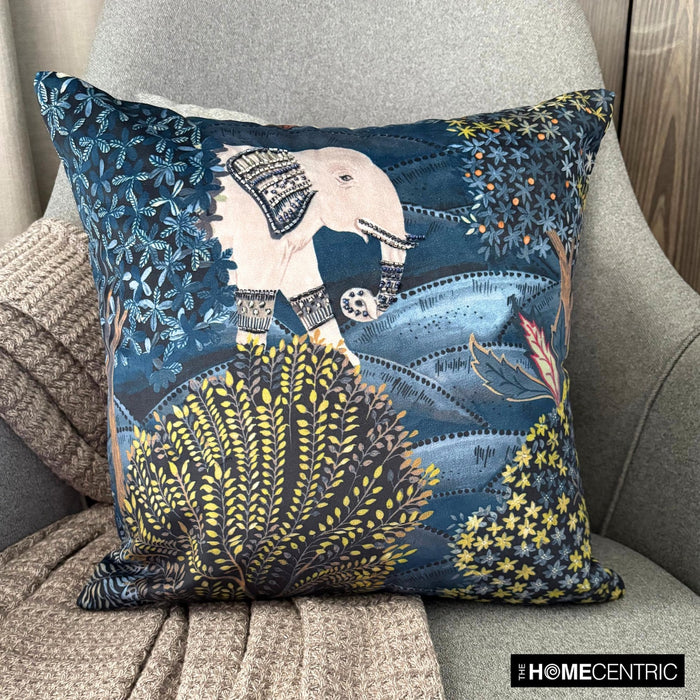 Trunk Tales - Blue Velvet Throw Pillow Cover