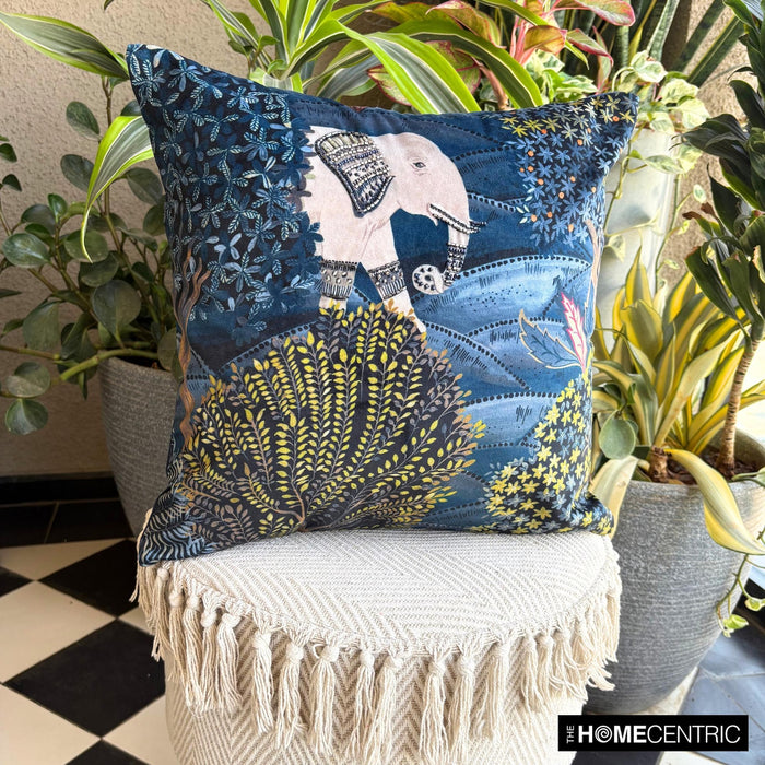 Trunk Tales - Blue Velvet Throw Pillow Cover