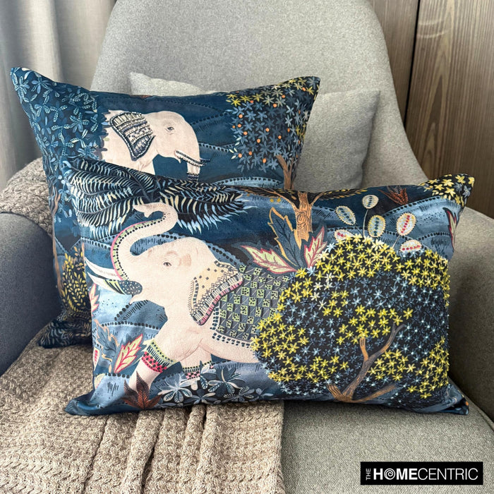 Trunk Tales - Blue Velvet Throw Pillow Cover