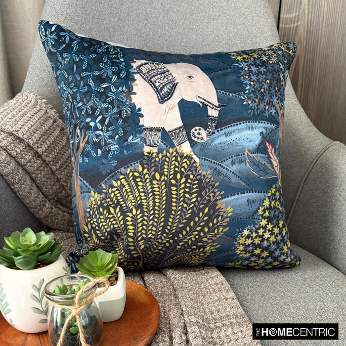 Trunk Tales - Blue Velvet Throw Pillow Cover