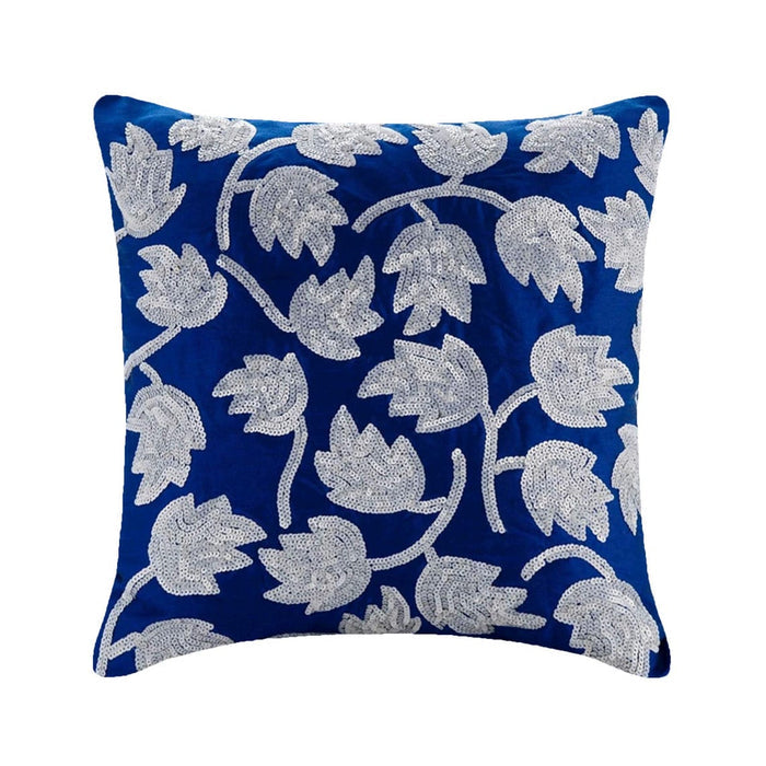 Tulipomania - Royal Blue Art Silk Decorative Euro Sham