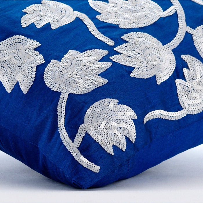 Tulipomania - Royal Blue Art Silk Decorative Euro Sham