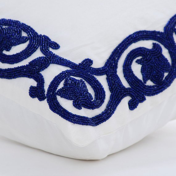 Turkish Border - White Art Silk Decorative Euro Sham