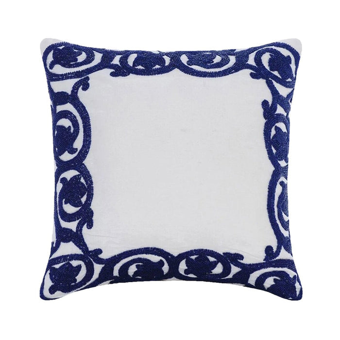 Turkish Border - White Art Silk Throw Pillow Cover