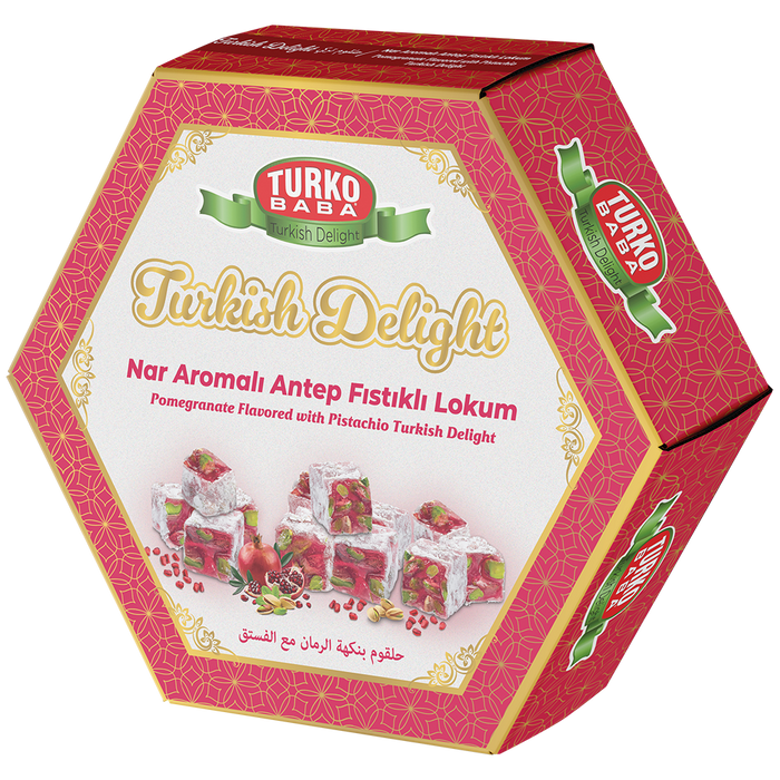 TURKOBABA Premium Pomegranate Pistachio Turkish Delight - 250g