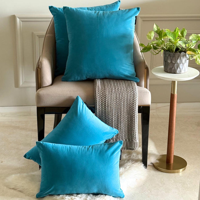 Turquoise Blue Plain Velvet Throw Pillow Cover - Turquoise Velvet