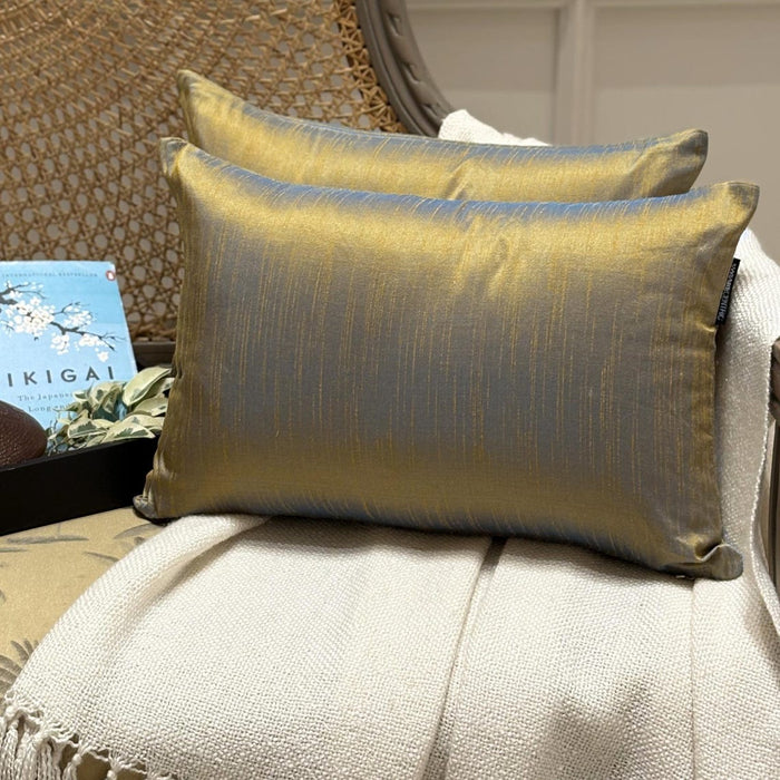 Turquoise Gold Luxury Pack of 2 - Turquoise & Gold Art Silk Throw Pillow Cover