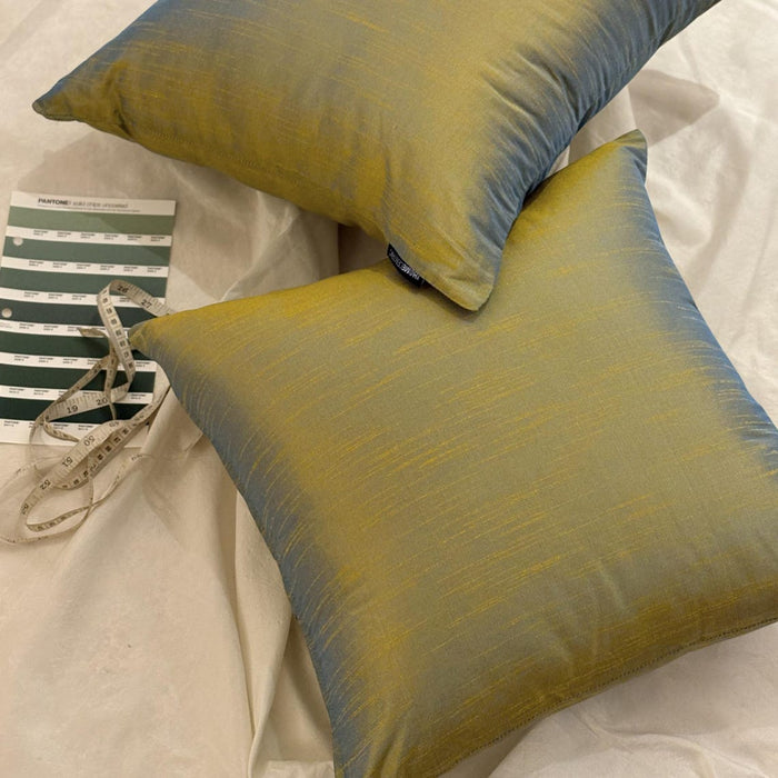 Turquoise Gold Luxury Pack of 2 - Turquoise & Gold Art Silk Throw Pillow Cover