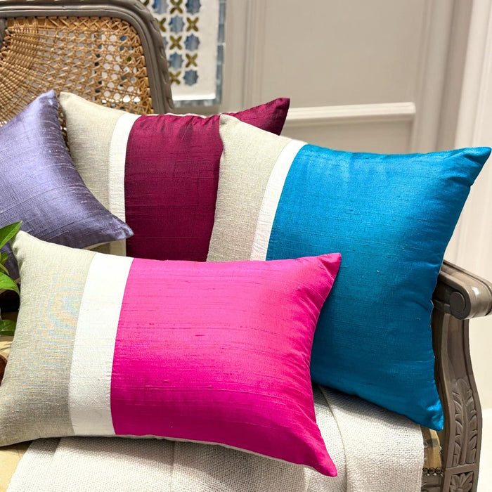 Turquoise Silkastic  - Turquoise  Silk & Linen Throw Pillow Cover