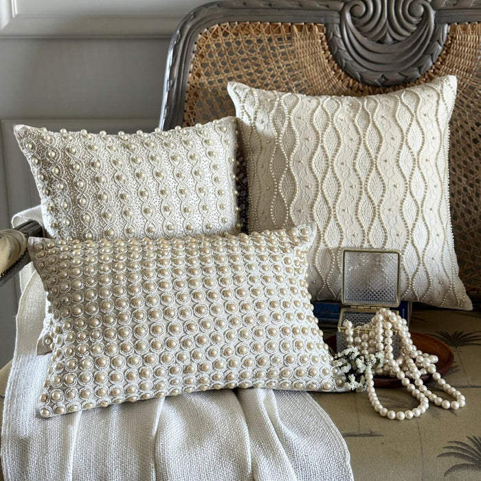 Tuscany - Ivory Art Silk Throw Pillow Cover