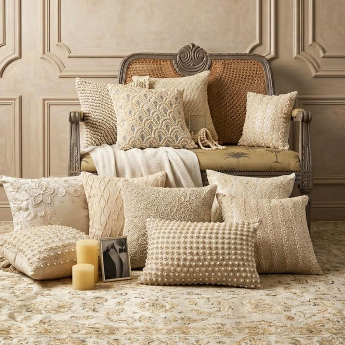 Tuscany - Ivory Art Silk Throw Pillow Cover