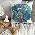 Under The Ocean - Blue Cotton Linen Decorative Euro Sham