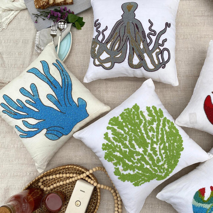 Koi Carp  Blue Throw Pillow Cover