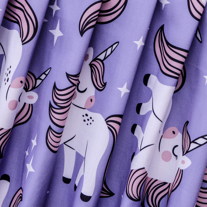Unicorn Kids Lavender Printed Cotton Curtain Panels