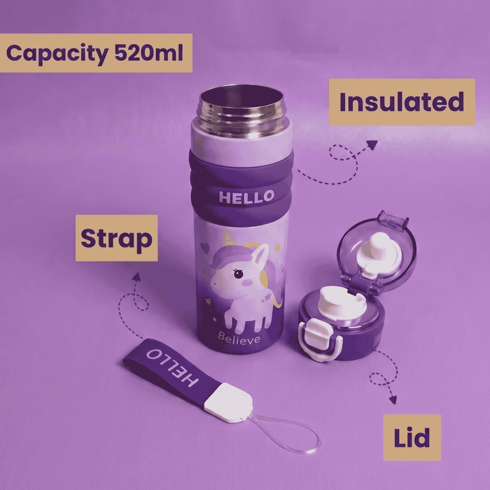 Kids Unicorn Water Bottle by Intaryaa - strap detail
