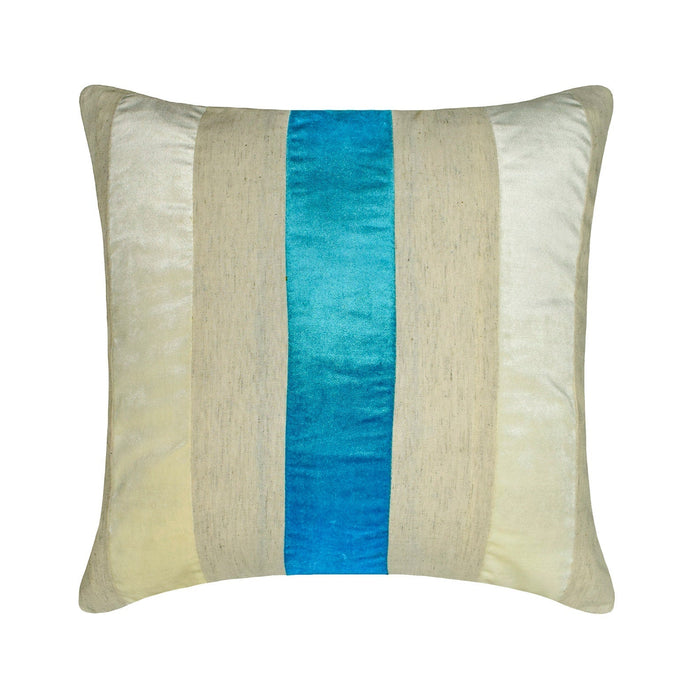 Velvet Band Blue - Blue Velvet & Linen Throw Pillow Cover