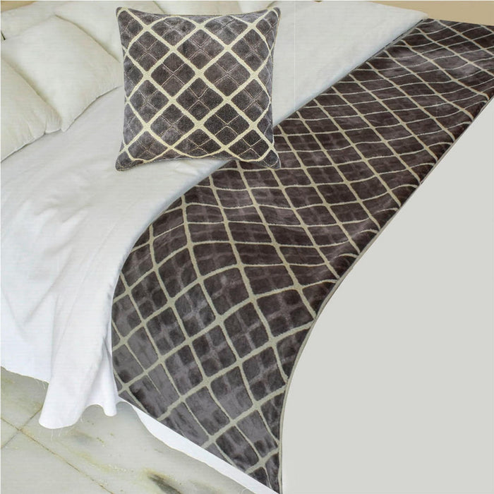 Velvet Crossroads - Velvet Gray Decorative Bed Runner and Pillow Cover