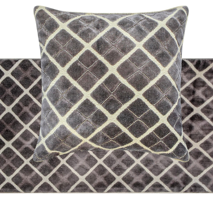 Velvet Crossroads - Velvet Gray Decorative Bed Runner and Pillow Cover