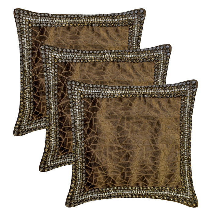 Velvet Fusion - Velvet Brown Decorative Bed Runner and Pillow Cover