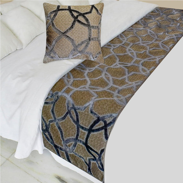 Velvet Interweave - Velvet Gray Decorative Bed Runner and Pillow Cover