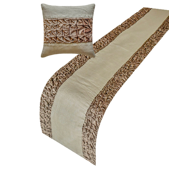 Velvet Twists - Velvet Brown Decorative Bed Runner and Pillow Cover