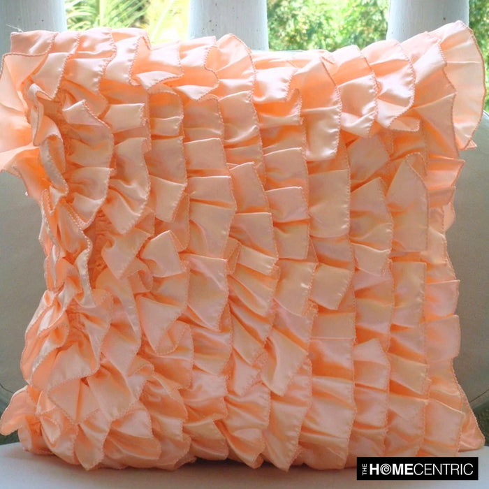 Vintage Peach Sorbet - Peach Satin Throw Pillow Cover
