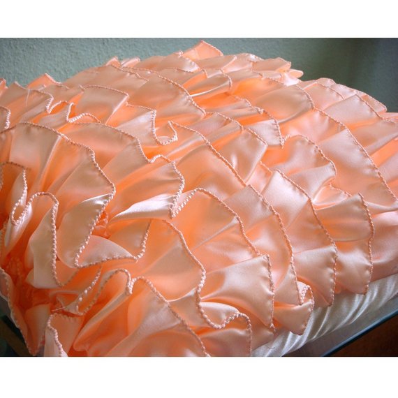 Vintage Peach Sorbet - Peach Satin Throw Pillow Cover