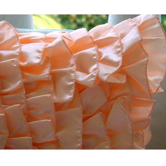Vintage Peach Sorbet - Peach Satin Throw Pillow Cover