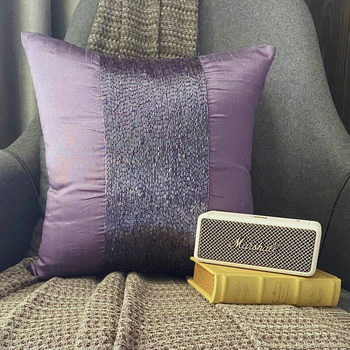 Violet Center - Purple Art Silk Throw Pillow Cover