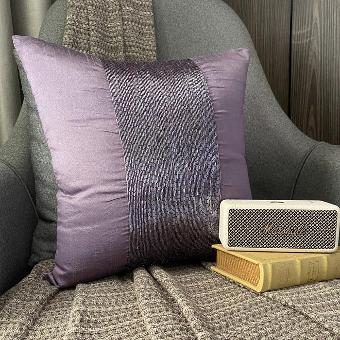 Violet Center - Purple Art Silk Throw Pillow Cover