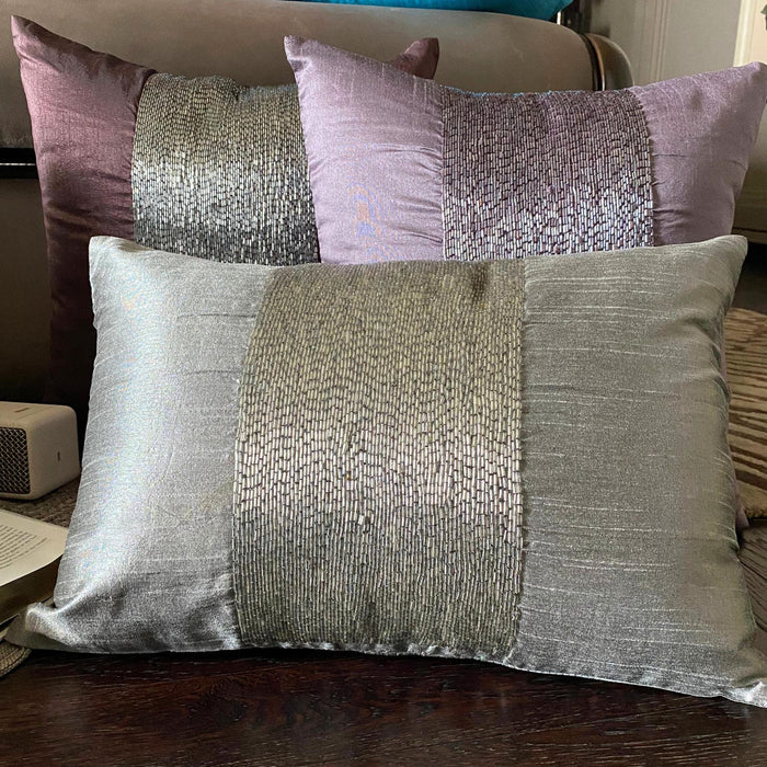 Violet Center - Purple Art Silk Throw Pillow Cover
