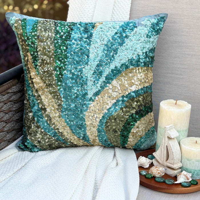 Waves Are Scenic - Blue Art Silk Decorative Euro Sham