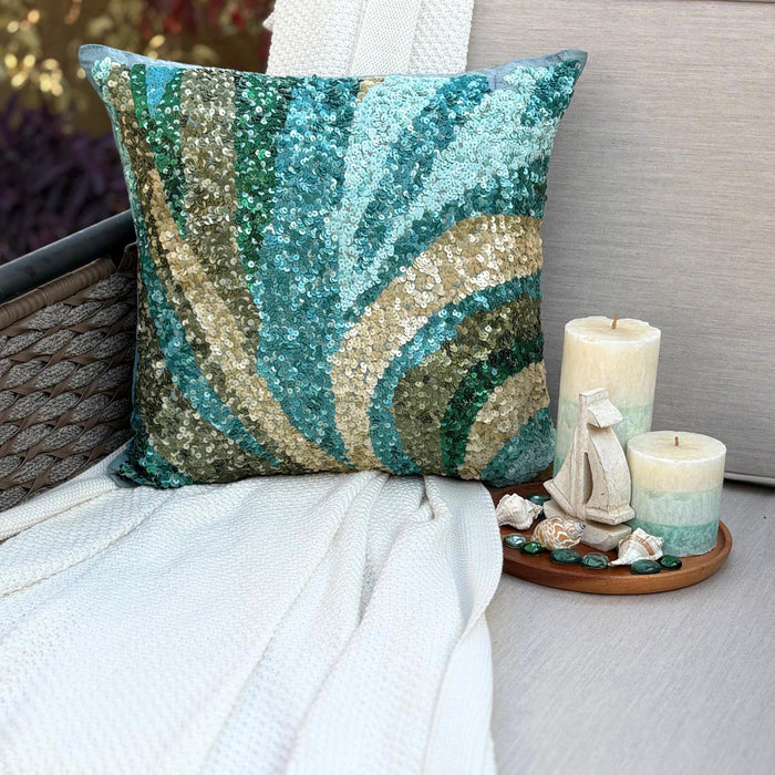 Waves Are Scenic - Blue Art Silk Decorative Euro Sham