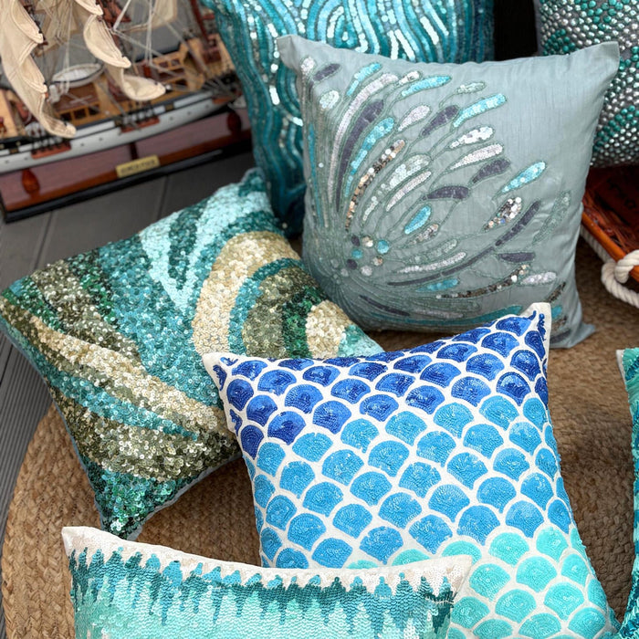 Waves Are Scenic - Blue Art Silk Decorative Euro Sham
