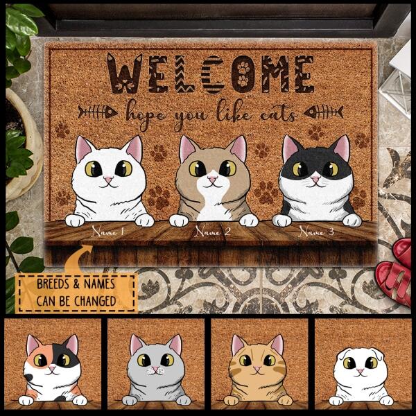 Welcome - Hope You Like Cats - Personalized Cat Doormat
