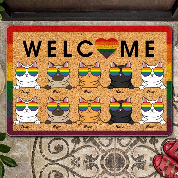 Welcome - LGBT - Personalized Cat Doormat