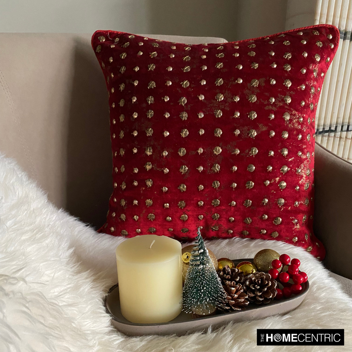 Wheeling Around Red - Red Velvet Decorative Euro Sham