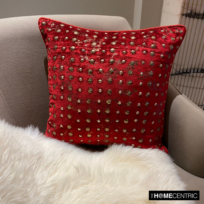 Wheeling Around Red - Red Velvet Decorative Euro Sham