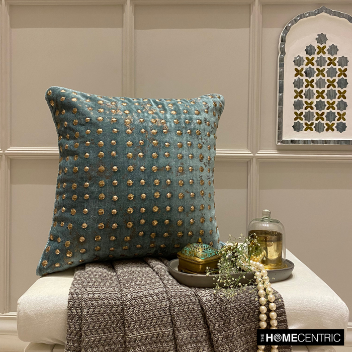 Wheeling Around Teal - Teal Green Velvet Decorative Euro Sham