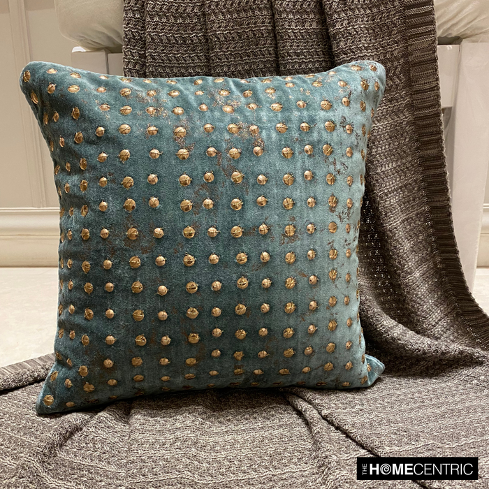 Wheeling Around Teal - Teal Green Velvet Decorative Euro Sham