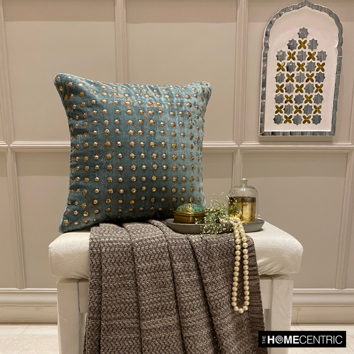 Wheeling Around Teal - Teal Green Velvet Decorative Euro Sham