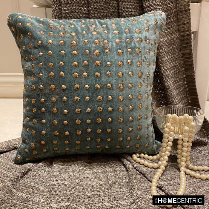 Wheeling Around Teal - Teal Green Velvet Decorative Euro Sham