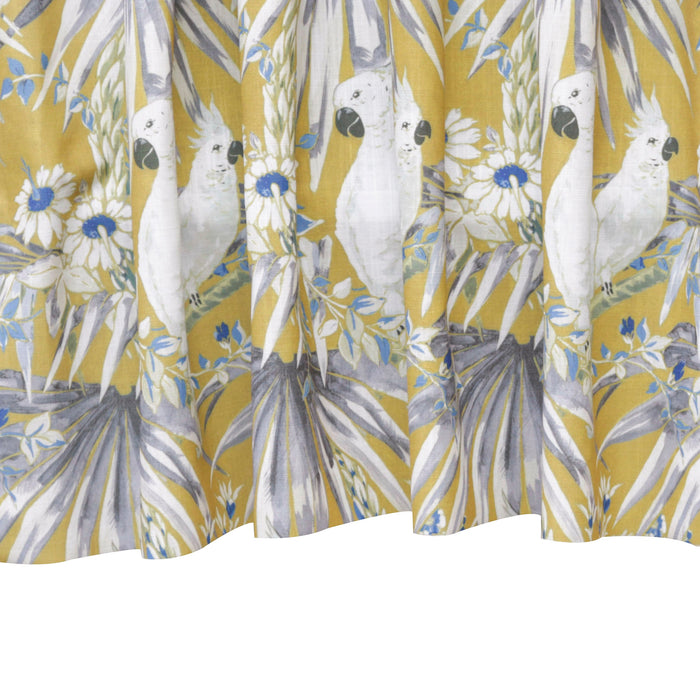 White N Blue Parrots Printed Cotton Curtain Panels
