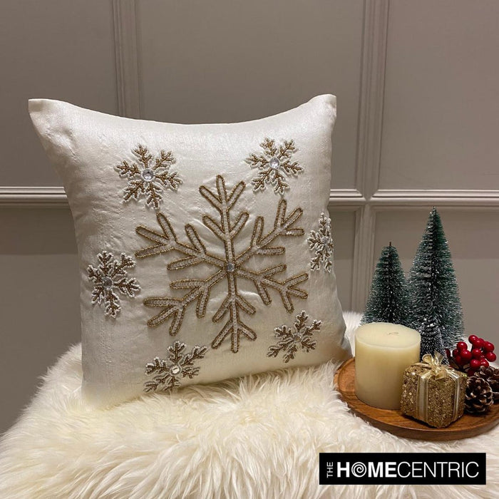 White Silk Decorative Throw  Pillow Cover - Dewdrop Flake