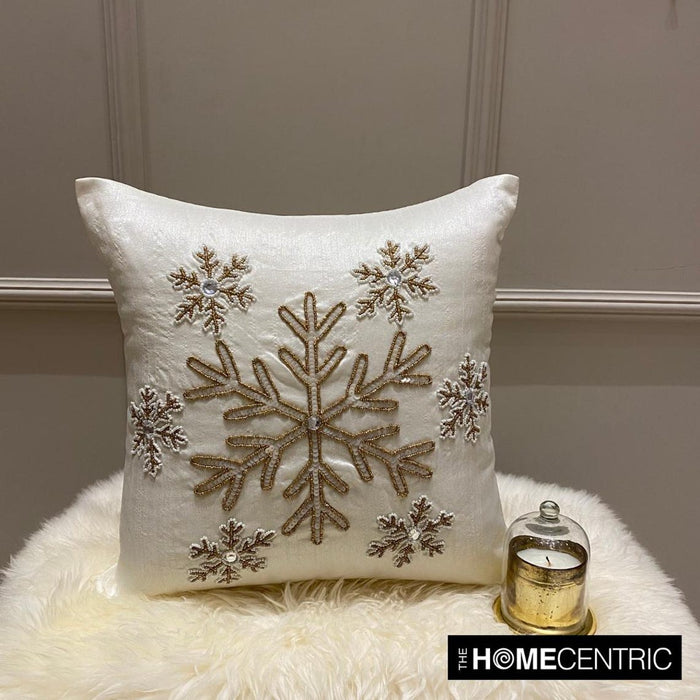 White Silk Decorative Throw  Pillow Cover - Dewdrop Flake