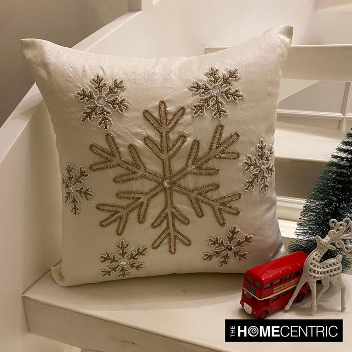 White Silk Decorative Throw  Pillow Cover - Dewdrop Flake